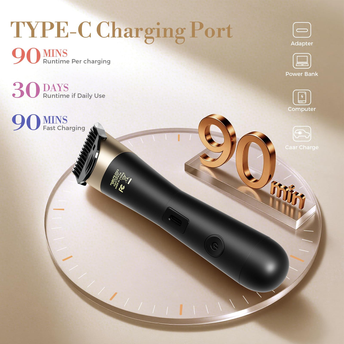 Flyant Bikini Trimmer USB rechargeable battery for cordless grooming