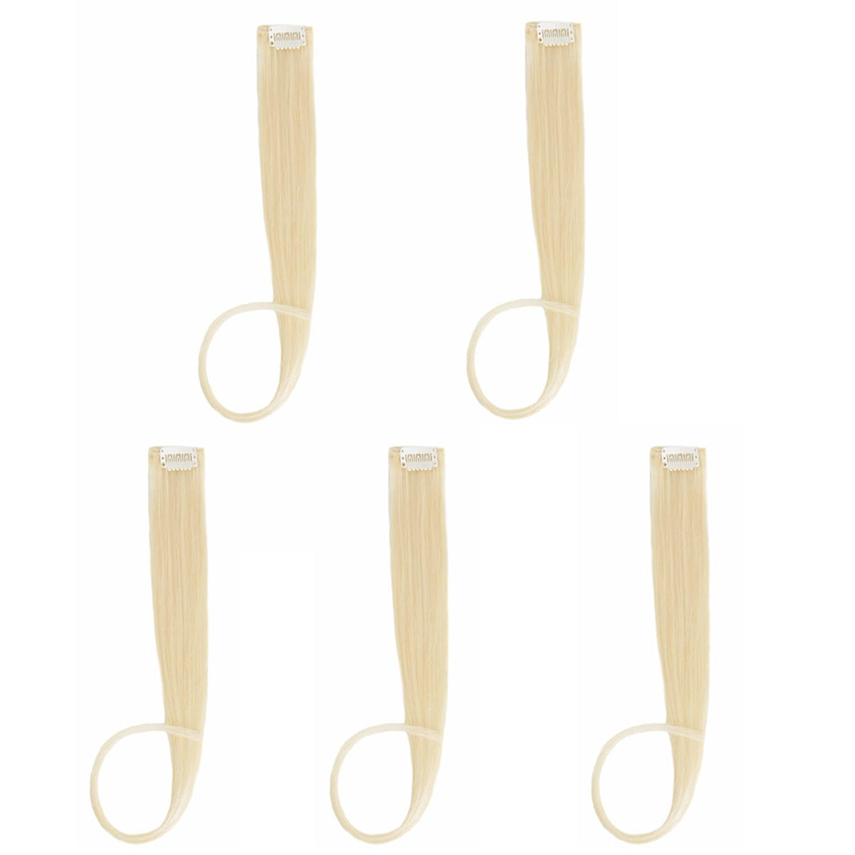 Flying Beauty bleach blonde clip-in extensions for natural color update and easy styling.