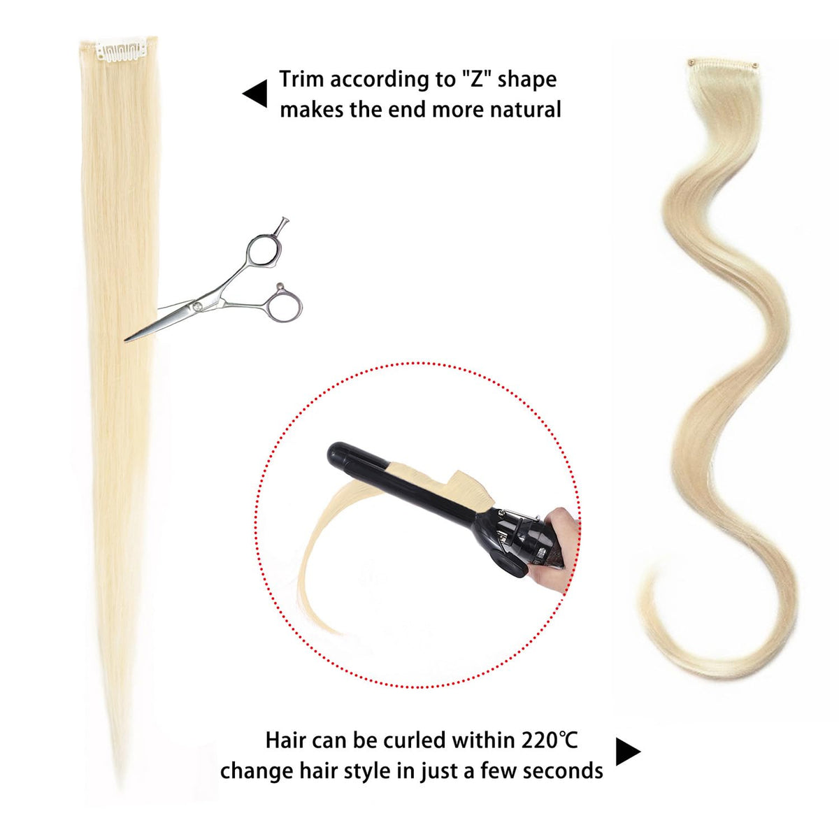 Flying Beauty 18-inch color melt clip-in extensions blend with natural hair for everyday wear.
