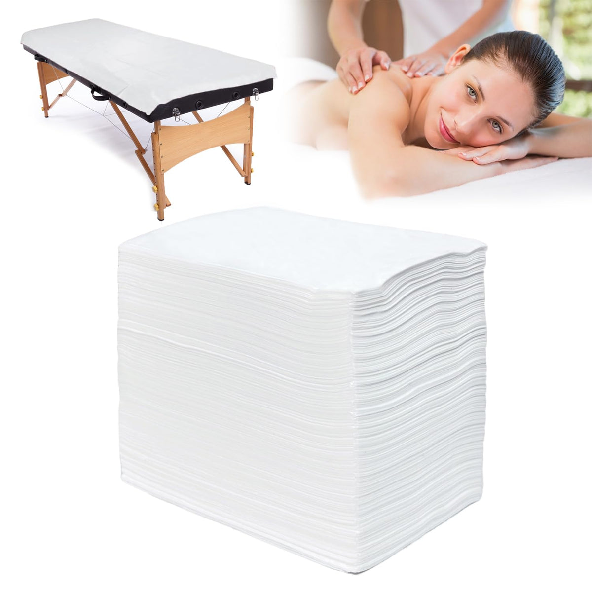 Flying Beauty disposable massage table sheets in 31x71 inches for hygienic spa sessions