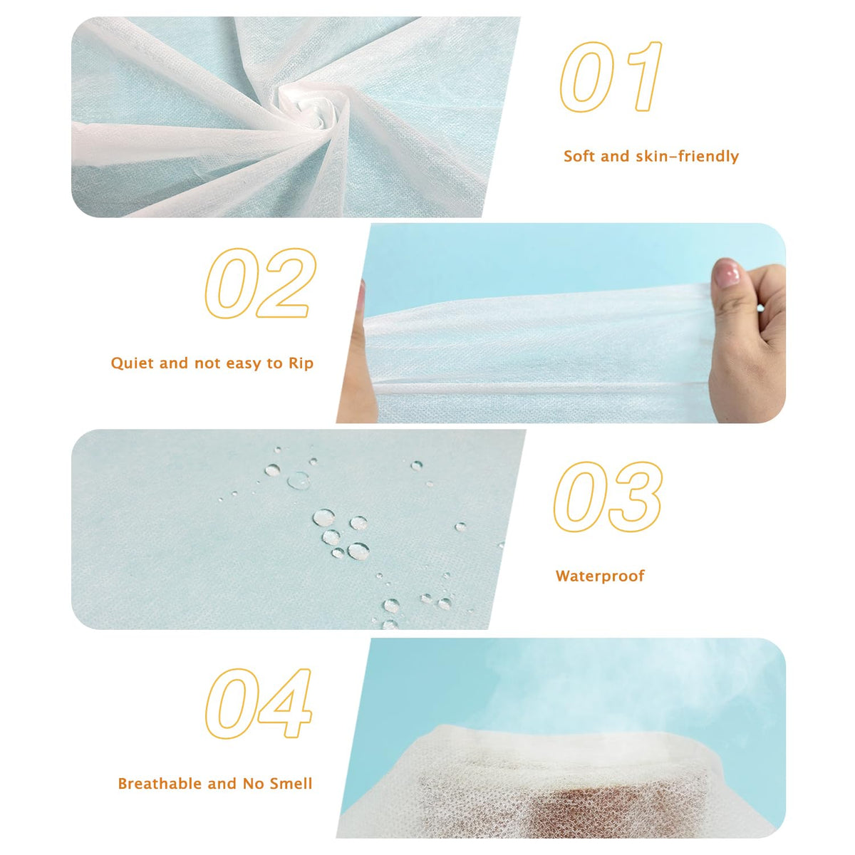 Flying Beauty nonwoven disposable bed sheets offering comfortable coverage for client treatments