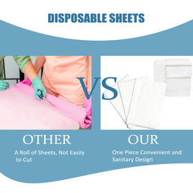 Flying Beauty white disposable sheets 31x71 inches for clean salon presentation