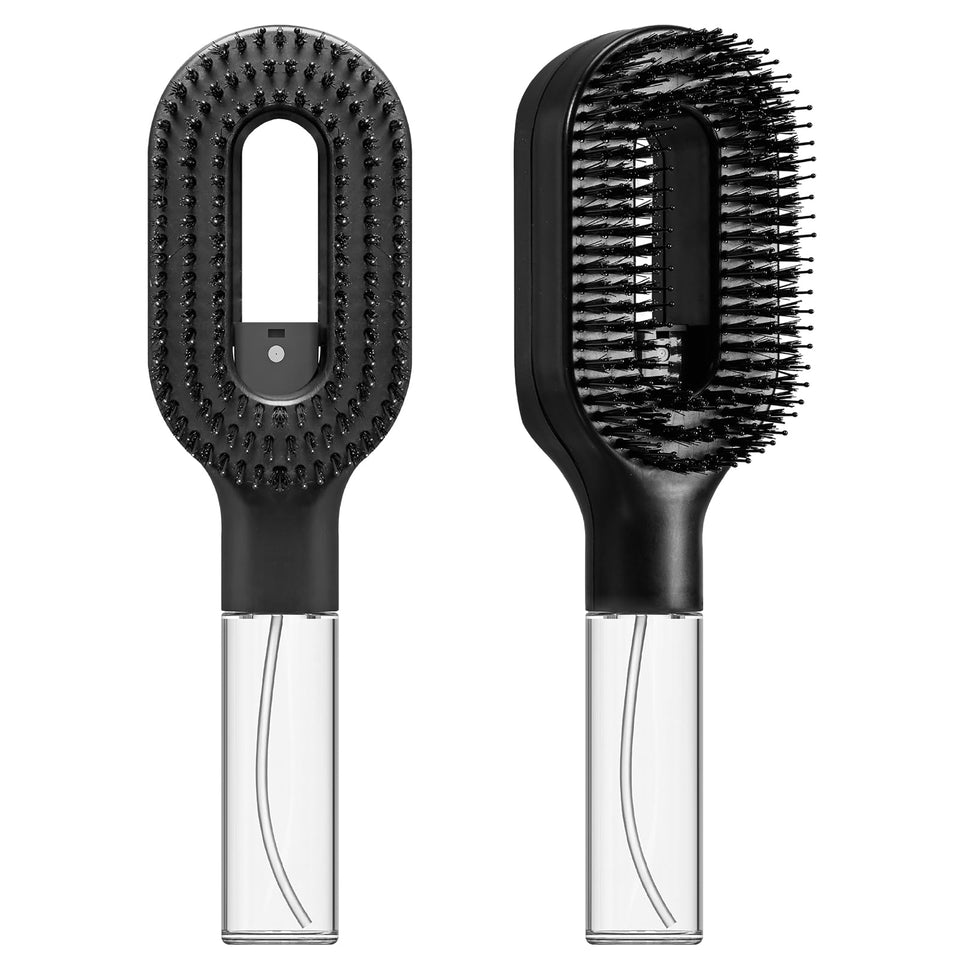 FlyLanyards 2-in-1 detangler brush with mister for smooth detangling on curly to straight hair