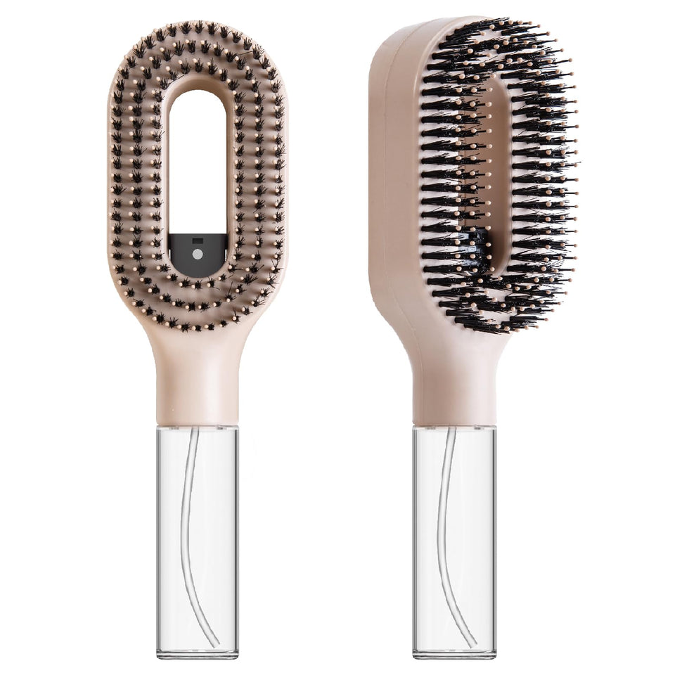 FlyLanyards 2-in-1 detangler brush with mister for silky detangling.