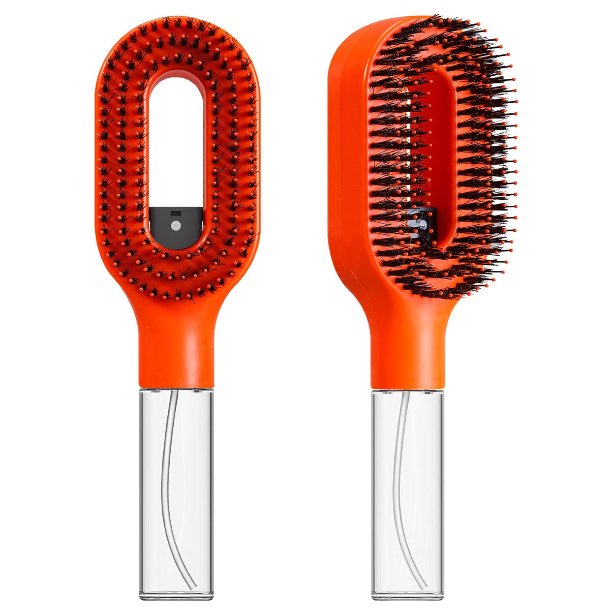 FlyLanyards detangler brush built-in mister orange for effortless detangling