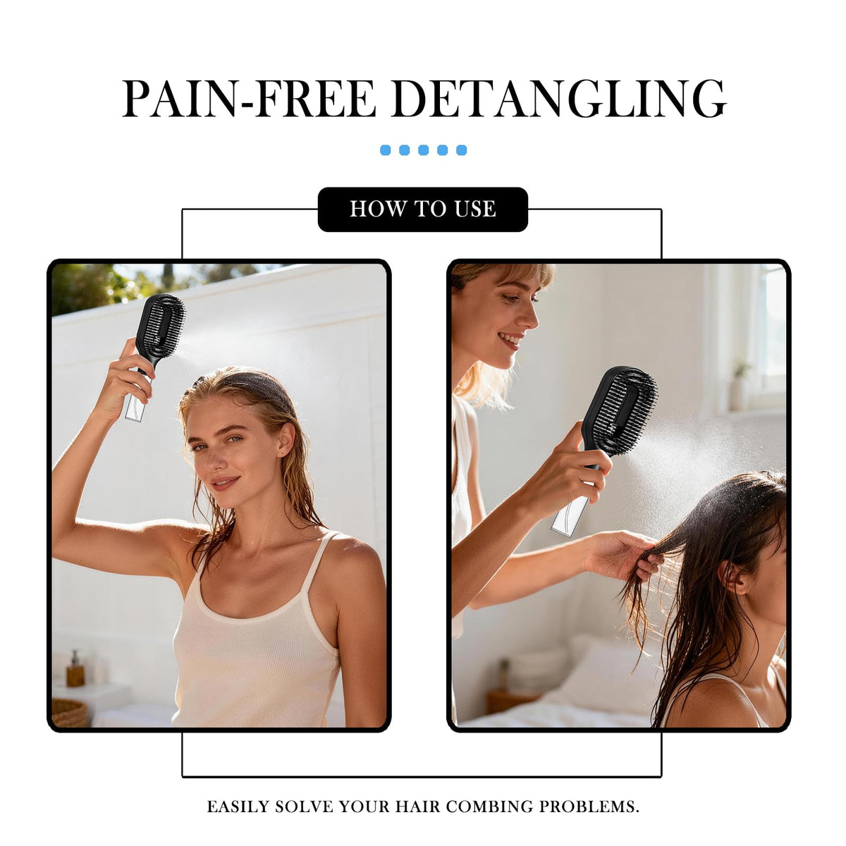 FlyLanyards detangler brush with ergonomic handle for comfortable grip