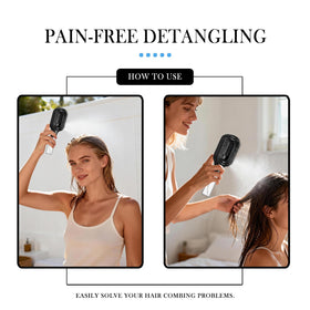 FlyLanyards detangler brush with ergonomic handle for comfortable grip
