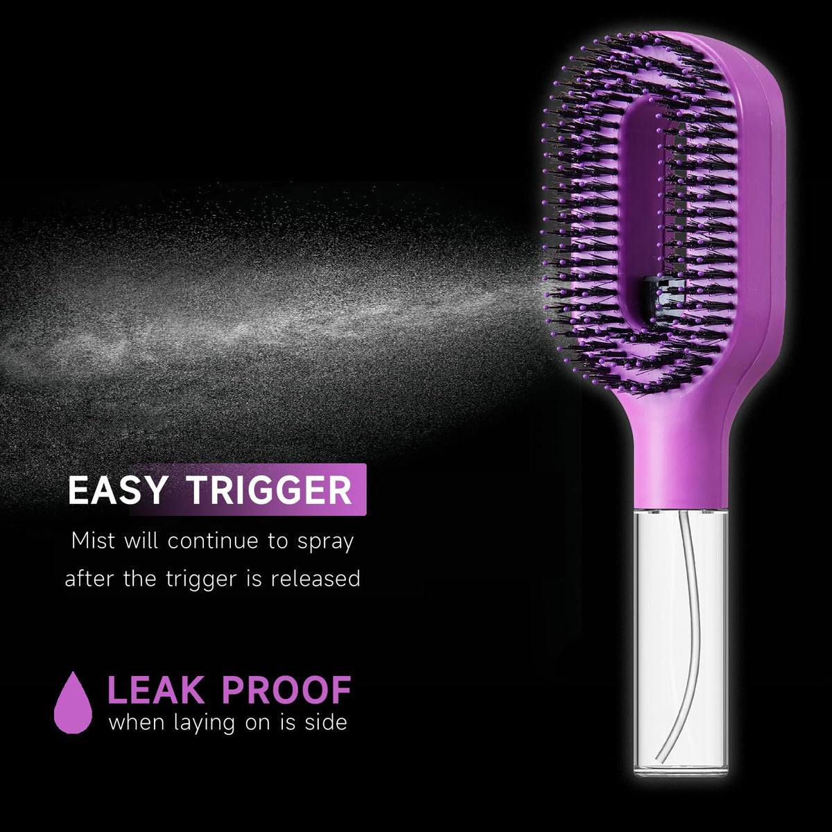 FlyLanyards detangler brush with soft nylon bristles gliding through hair