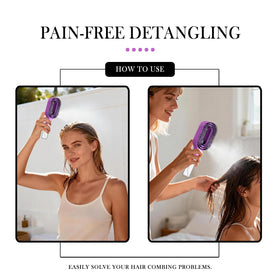 FlyLanyards built-in spray system keeps hair hydrated during detangling