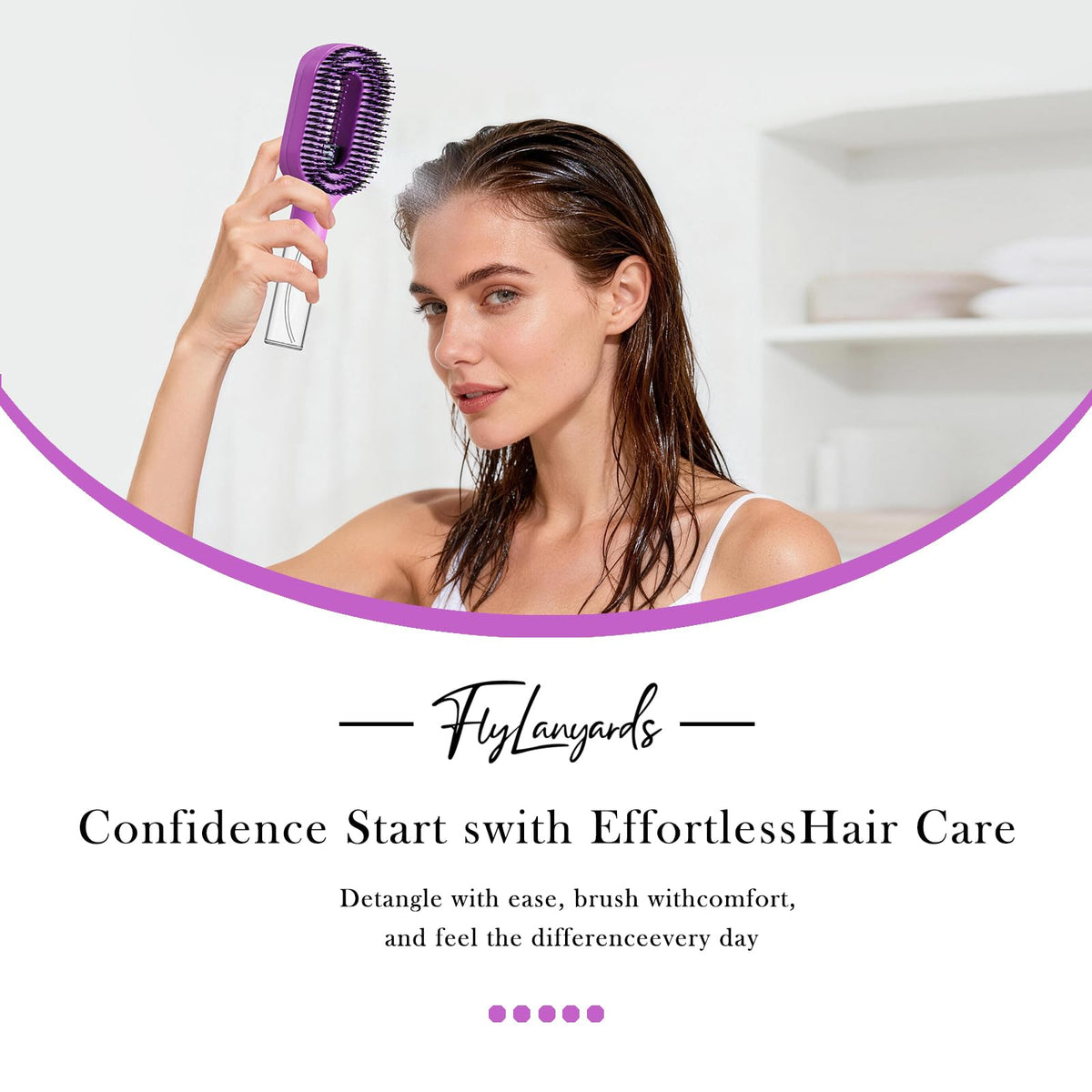FlyLanyards detangler compatible with wet hair without pulling or breakage
