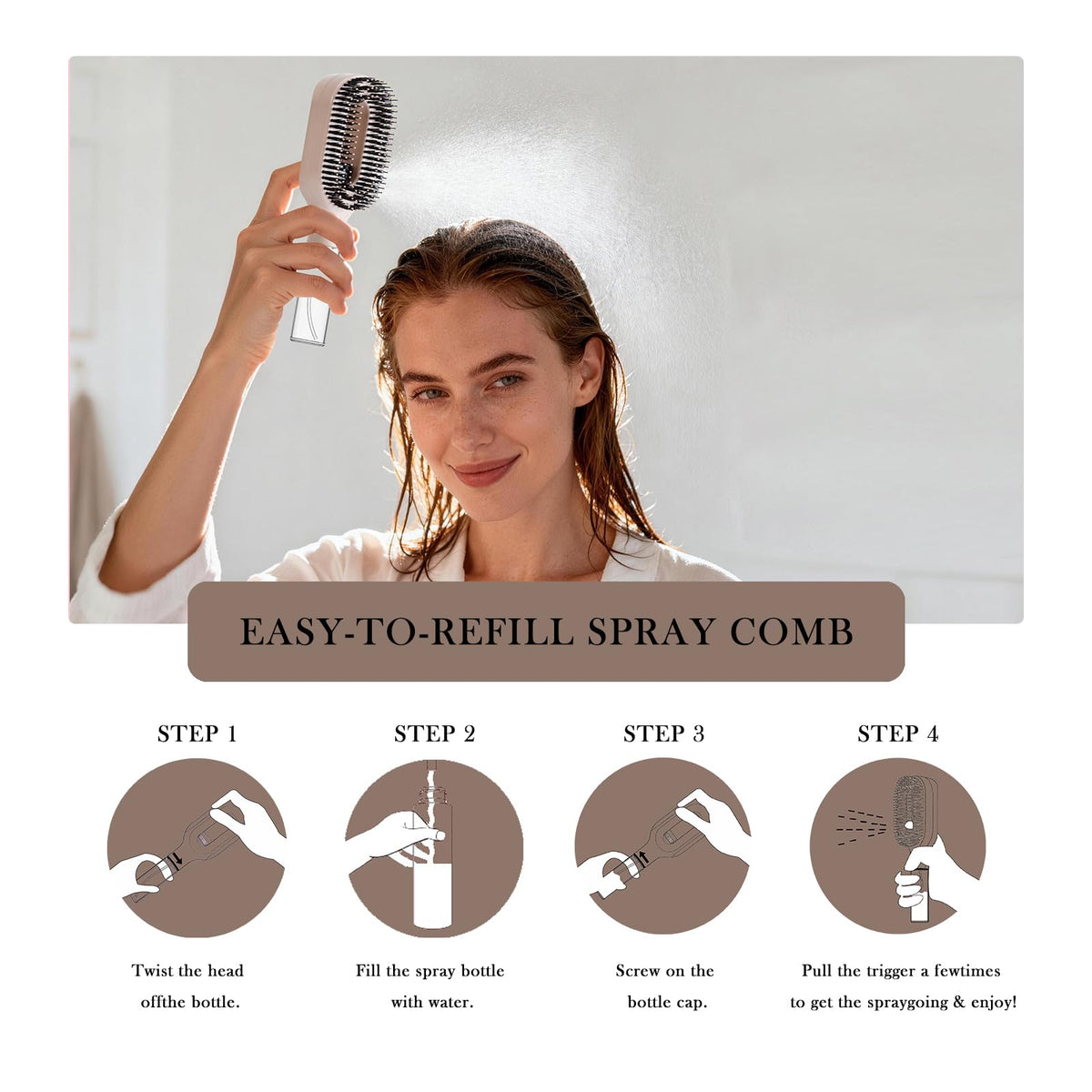 FlyLanyards reduces frizz with mist hydration and flexible bristles.