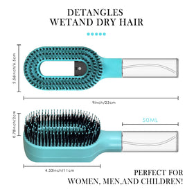 Detangler brush suitable for wet or dry hair, protecting curls