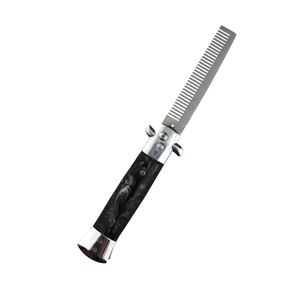Flylin folding pocket comb with spring-loaded mechanism for smooth opening