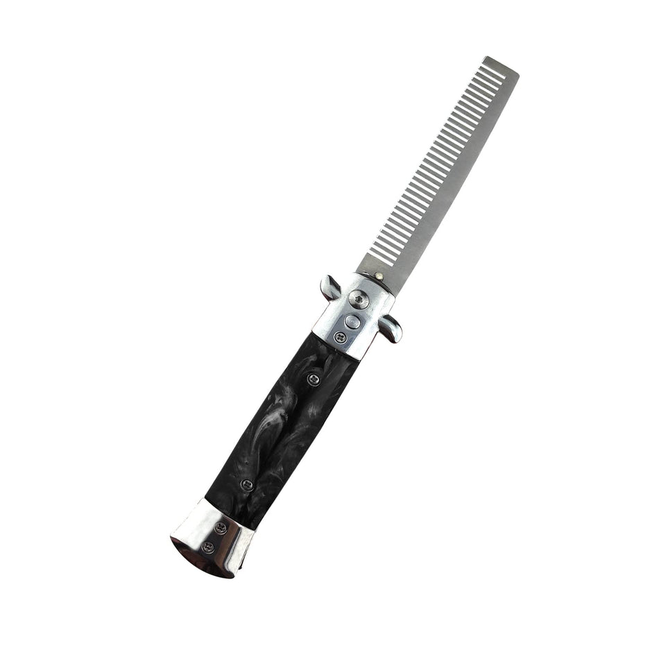 Flylin folding pocket comb with spring-loaded mechanism for smooth opening