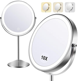 Flymiro lighted makeup mirror with 10x magnification for precise detail