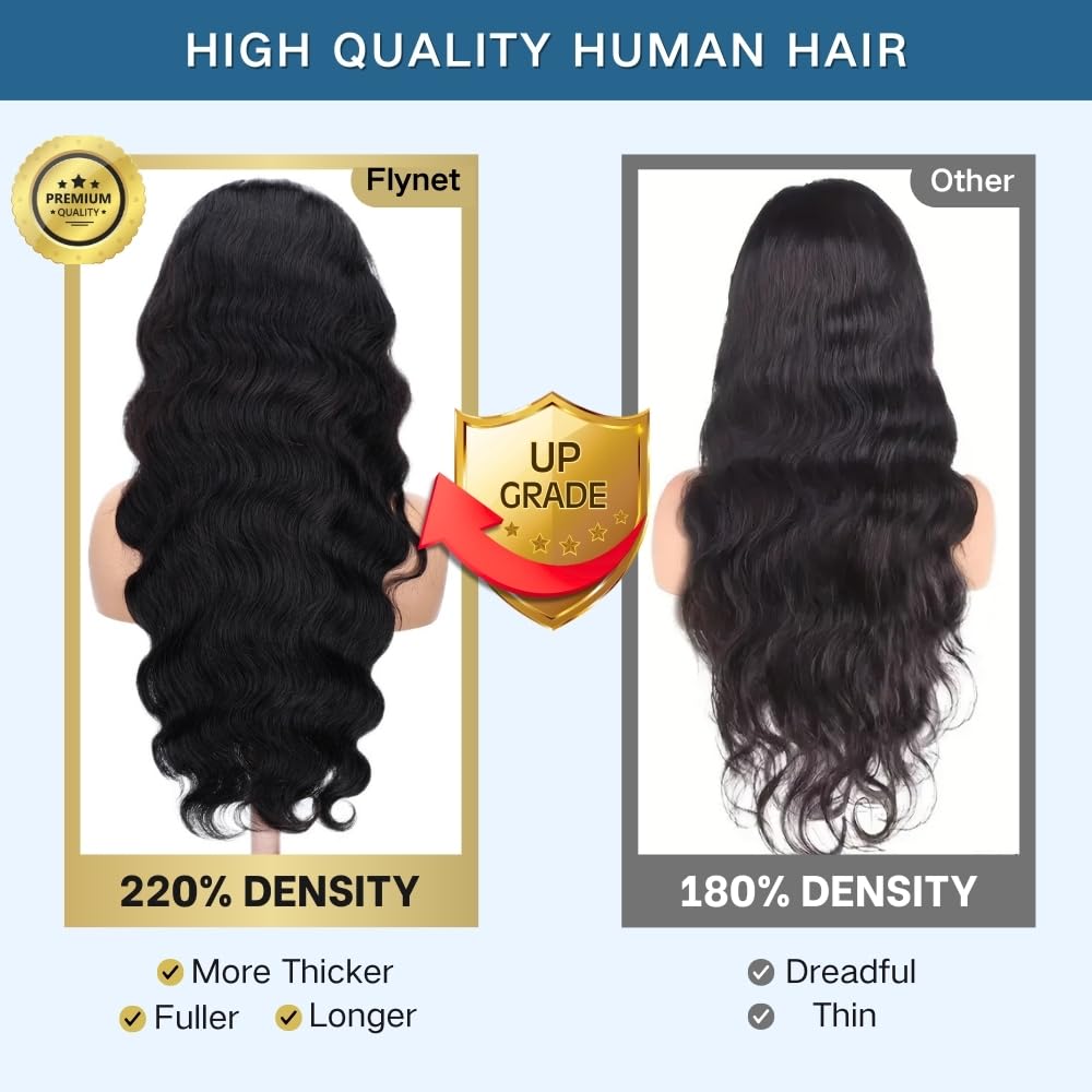 Flynet HD transparent 13x6 lace front wig for invisible knots and easy blend