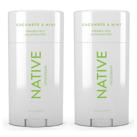 Flywrun Native Deodorant Cucumber & Mint packaging front, two-pack for everyday freshness.
