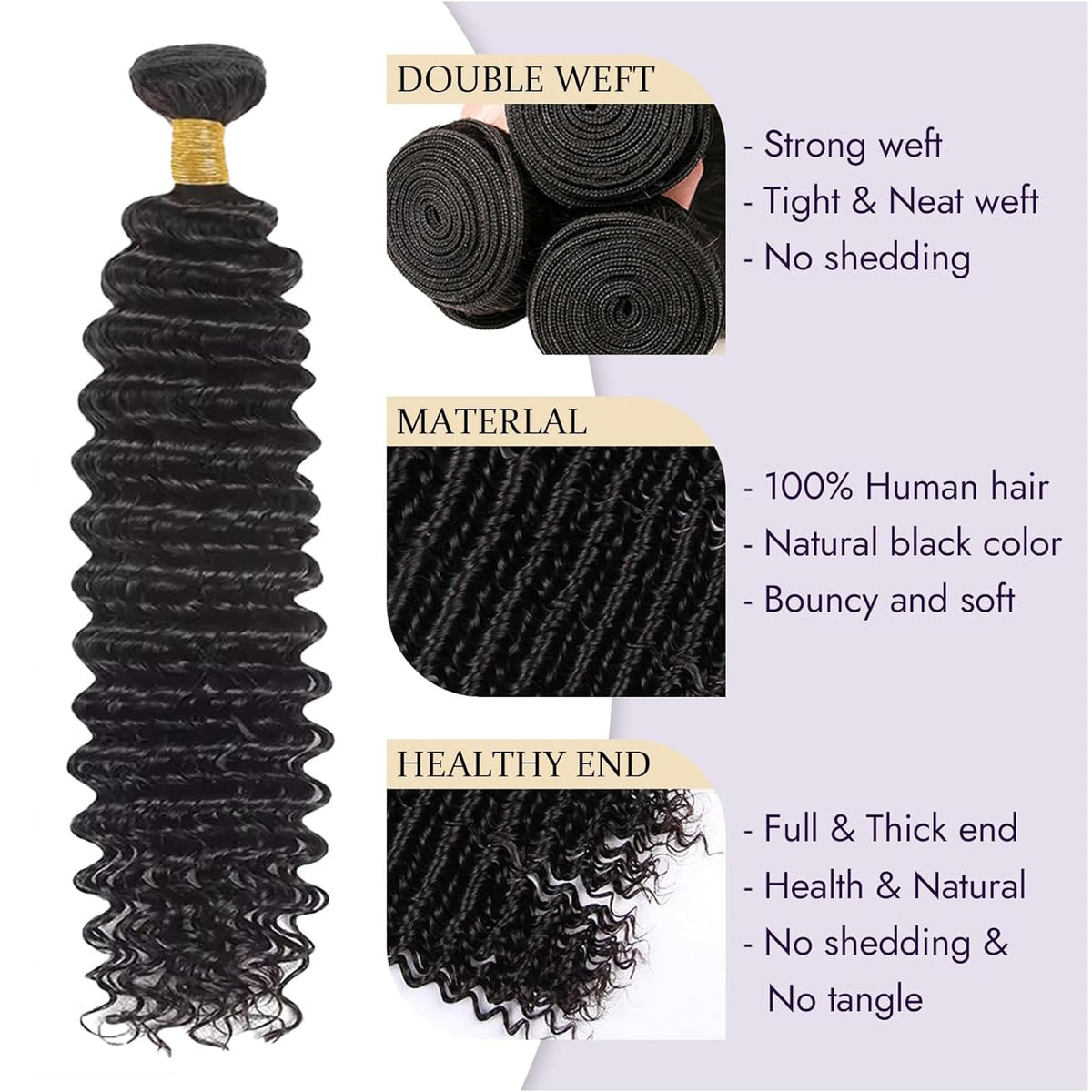 Flyzhuim deep wave bundle 24in close-up highlights full-bodied waves and soft hand feel.