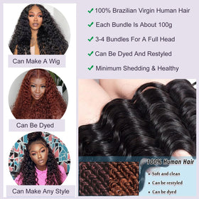 Flyzhuim deep wave weft close-up reveals tight, durable stitching for tangle-free wear.