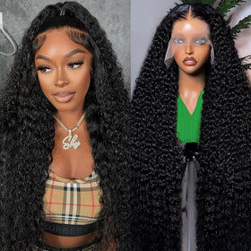 FMGBKCOT 30 inch deep wave lace front wig close-up showing natural texture for versatile styling.