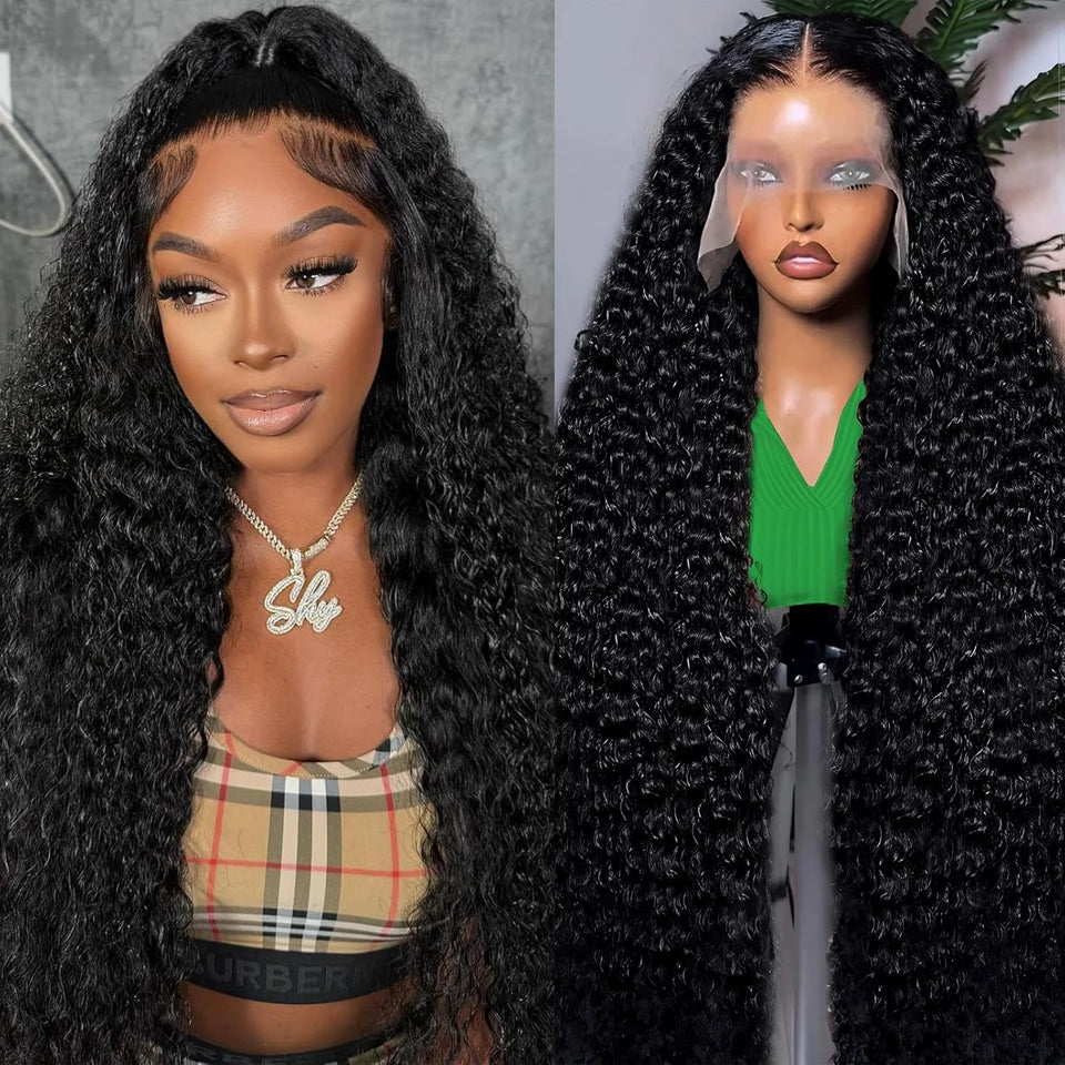 FMGBKCOT 30 inch deep wave lace front wig close-up showing natural texture for versatile styling.