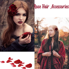 Fmoysien rose hair clip worn as accessory with formal dress