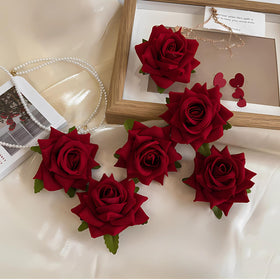 Fmoysien velvet rose clip in use for date night hairstyle