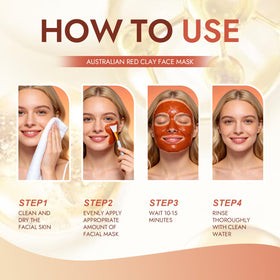 FMRFMR Australian Red Clay Mask application on skin delivers purifying action.