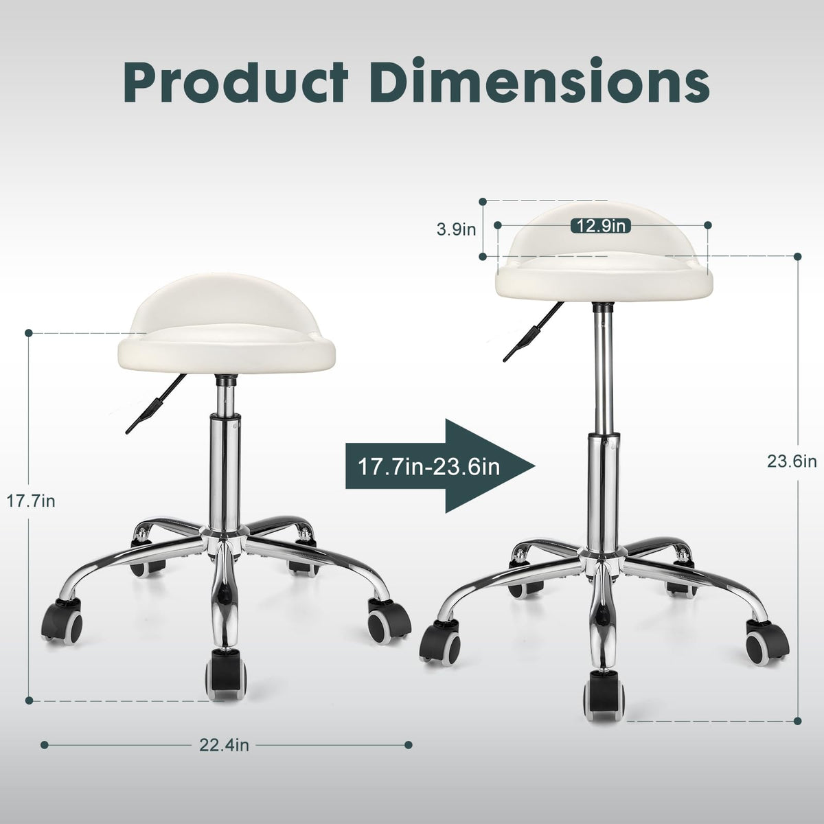 FNZIR drafting stool height-adjustable from 19.6 to 26 inches for ergonomic work height.