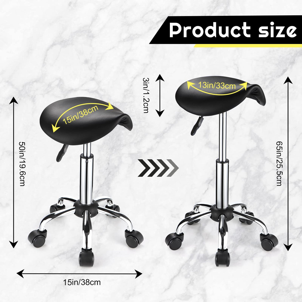 FNZIR Saddle Stool 360-degree rotation demonstrates easy mobility.