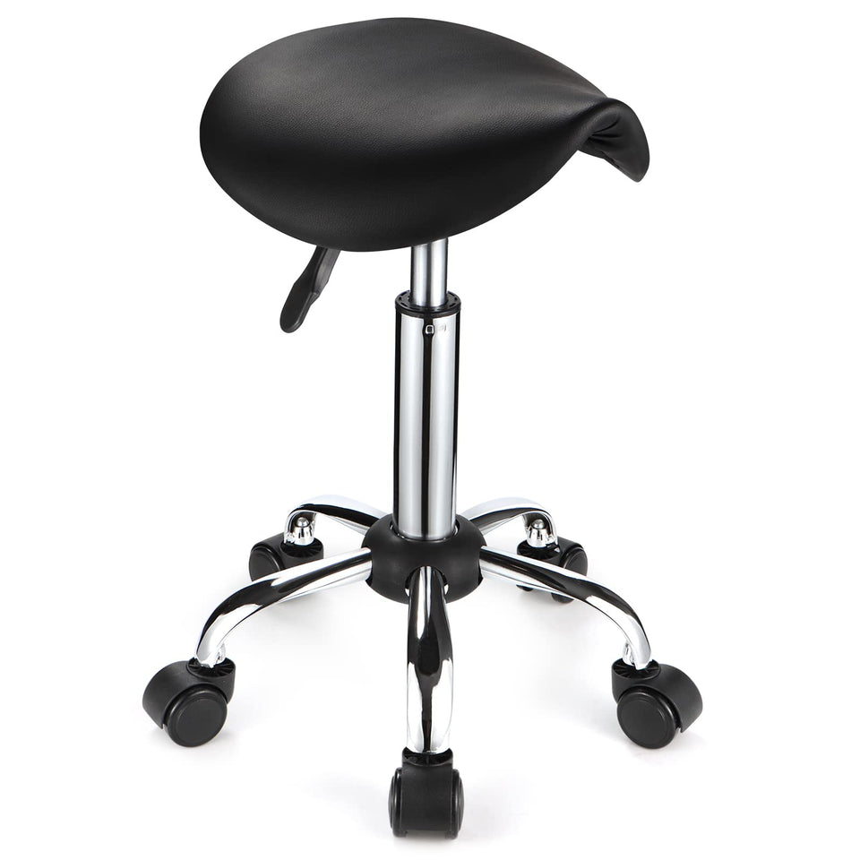 FNZIR Saddle Stool seat close-up showing thick padding for long sessions.