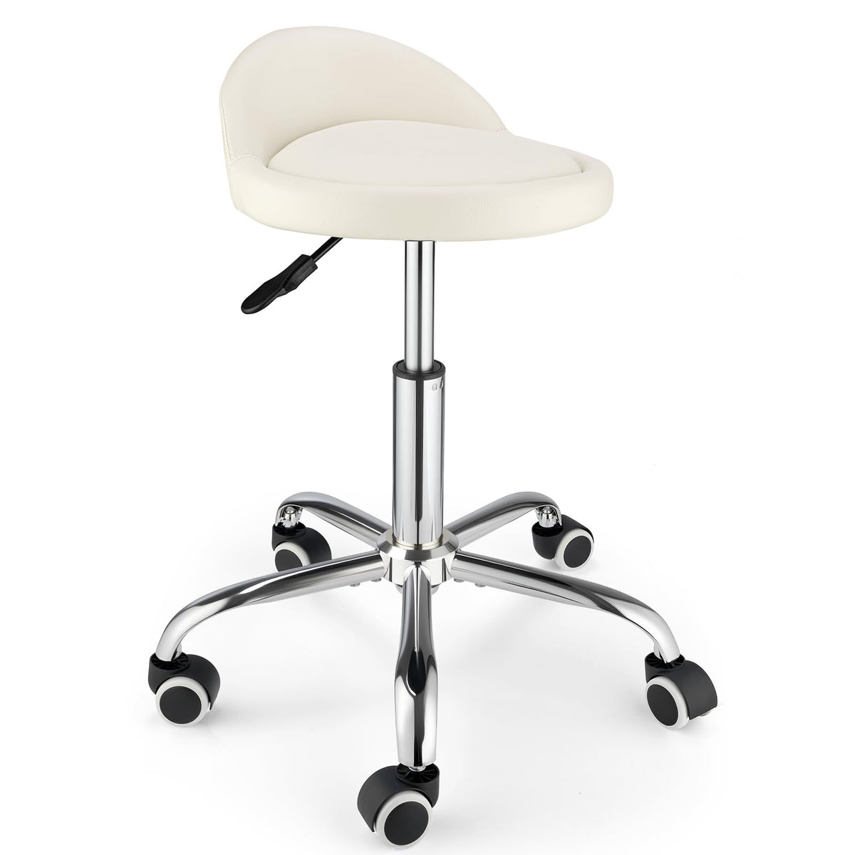 FNZIR swivel rolling stool with backrest for smooth, comfortable desk movement.