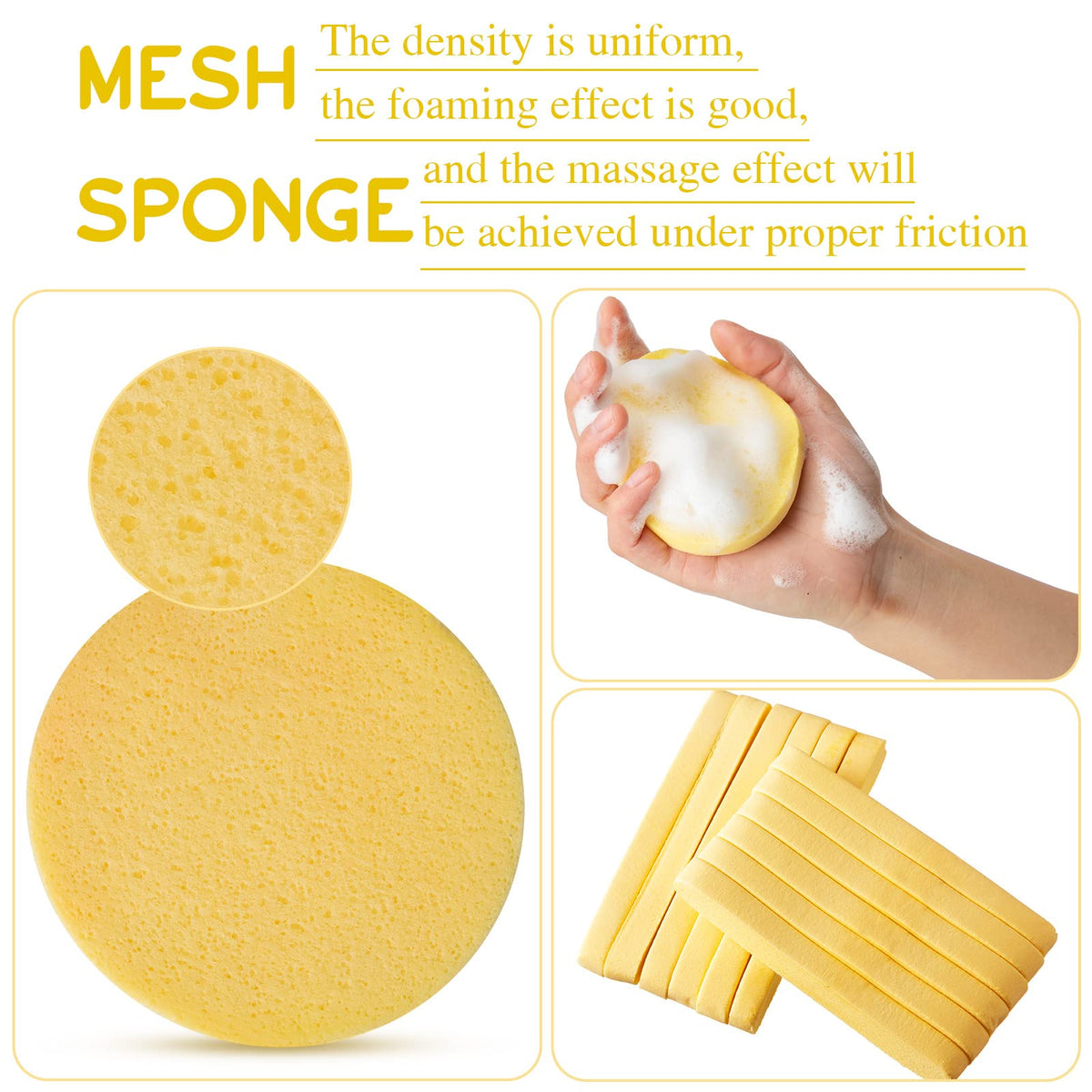 Foaincore round facial sponge for cleansing and makeup removal, ideal for spa routines.