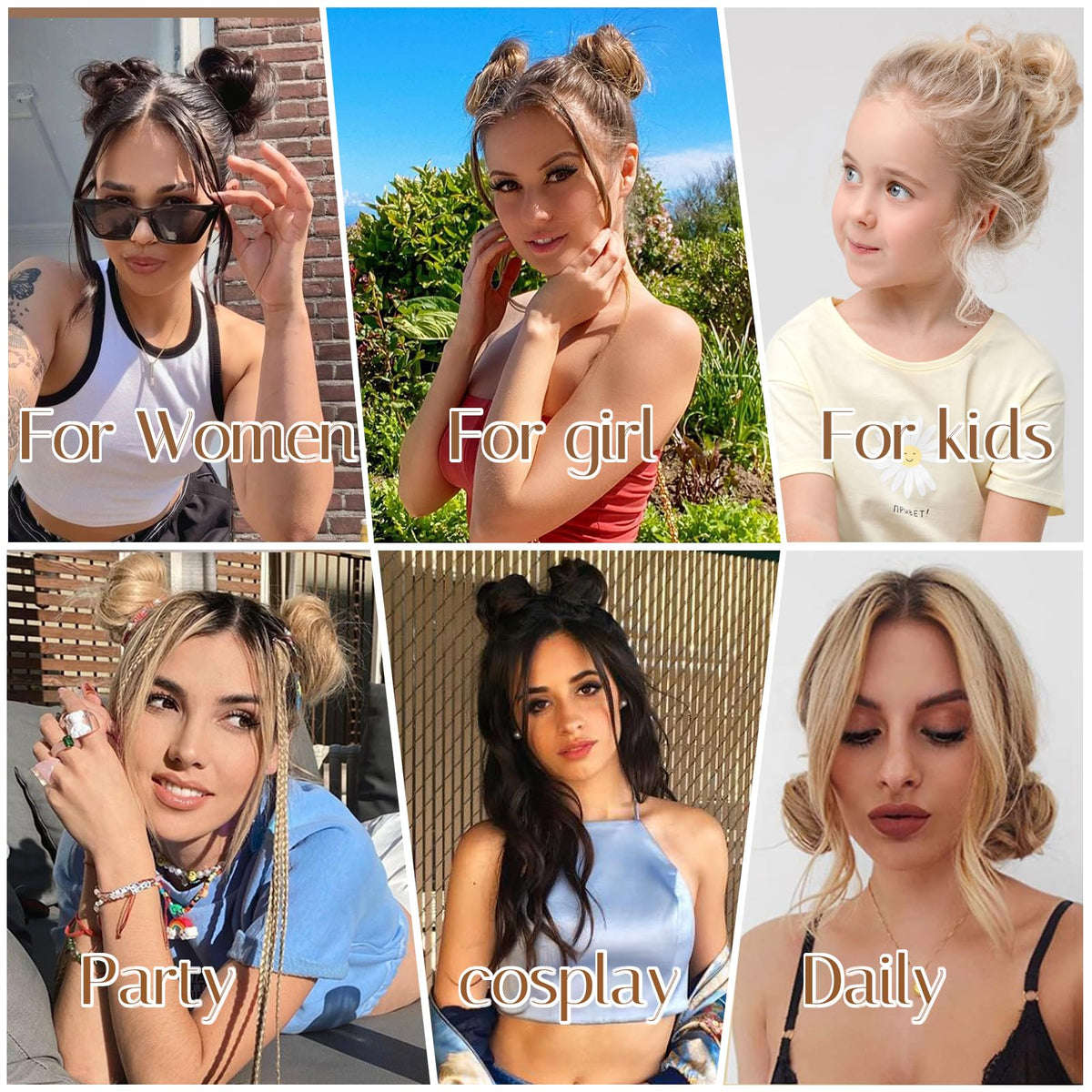 Foaoit versatile buns for casual, cosplay, and party looks