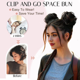 Foaoit matte-synthetic buns with clipping mechanism detail