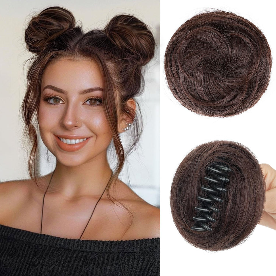 Foaoit space bun clip-in set for quick daily styling