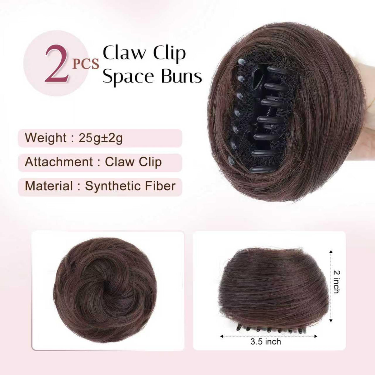 Foaoit two-pack space buns with secure mini claw clips