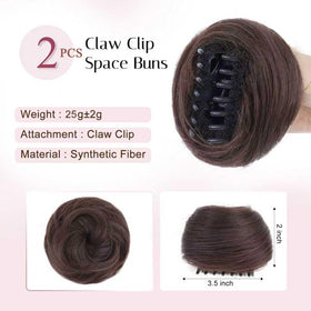 Foaoit two-pack space buns with secure mini claw clips