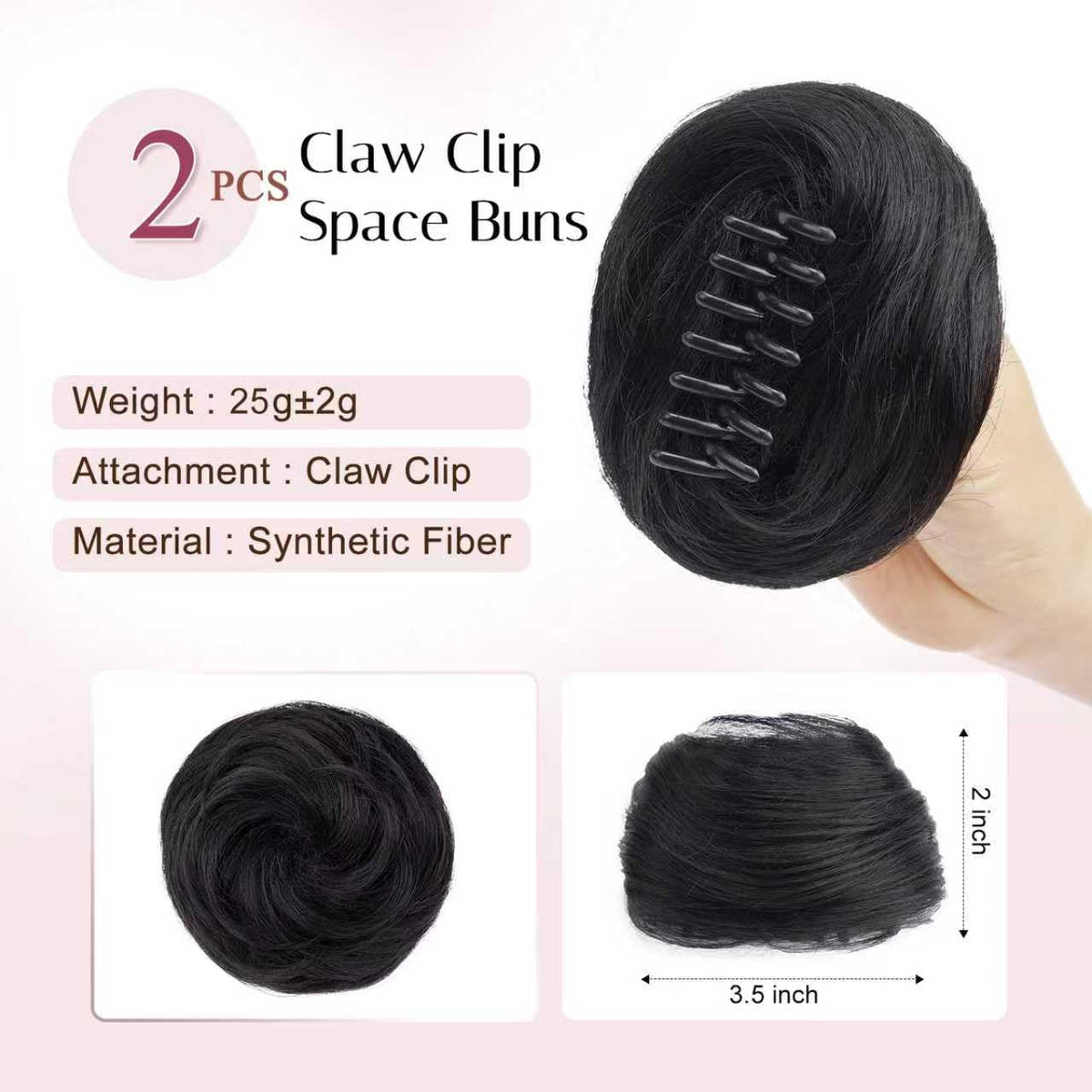 Foaoit space bun clip closeup demonstrates strong grip for all day stability.