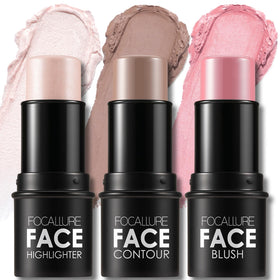 FOCALLURE 3 Pcs contour sticks image shows radiant everyday makeup look