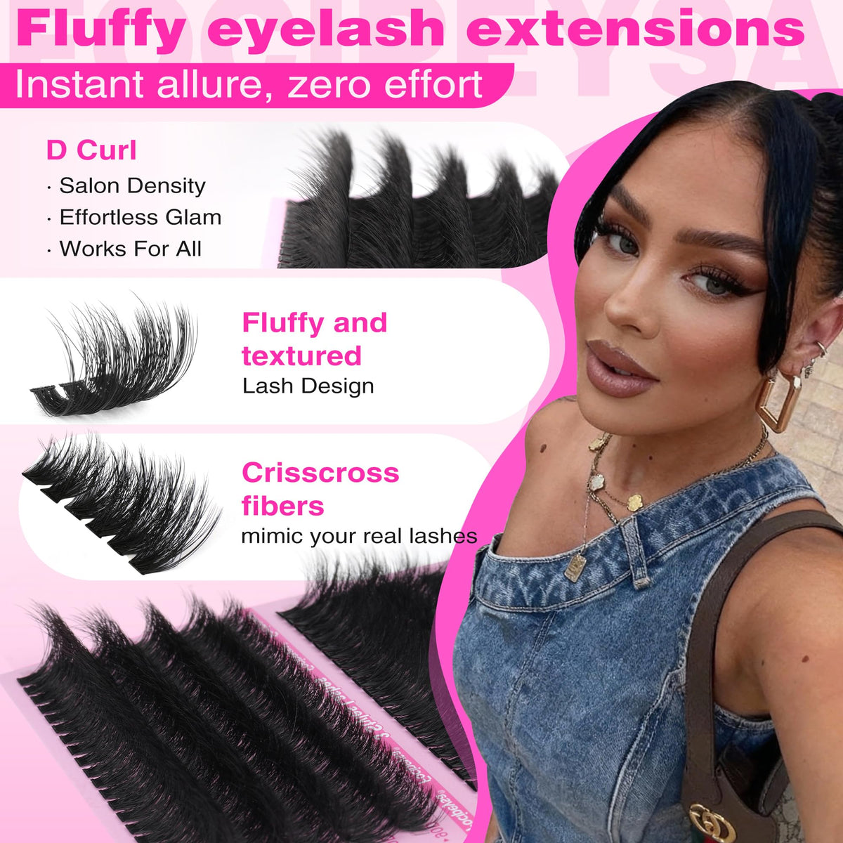 Focipeysa black lash clusters 10-18mm for fluffy, natural-looking volume.