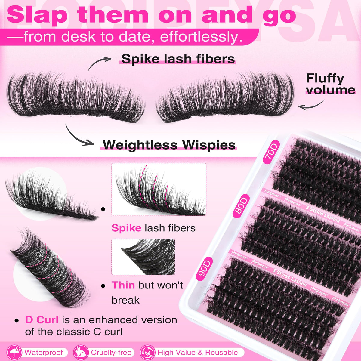Focipeysa lash bond with seal for durable, comfortable wear.