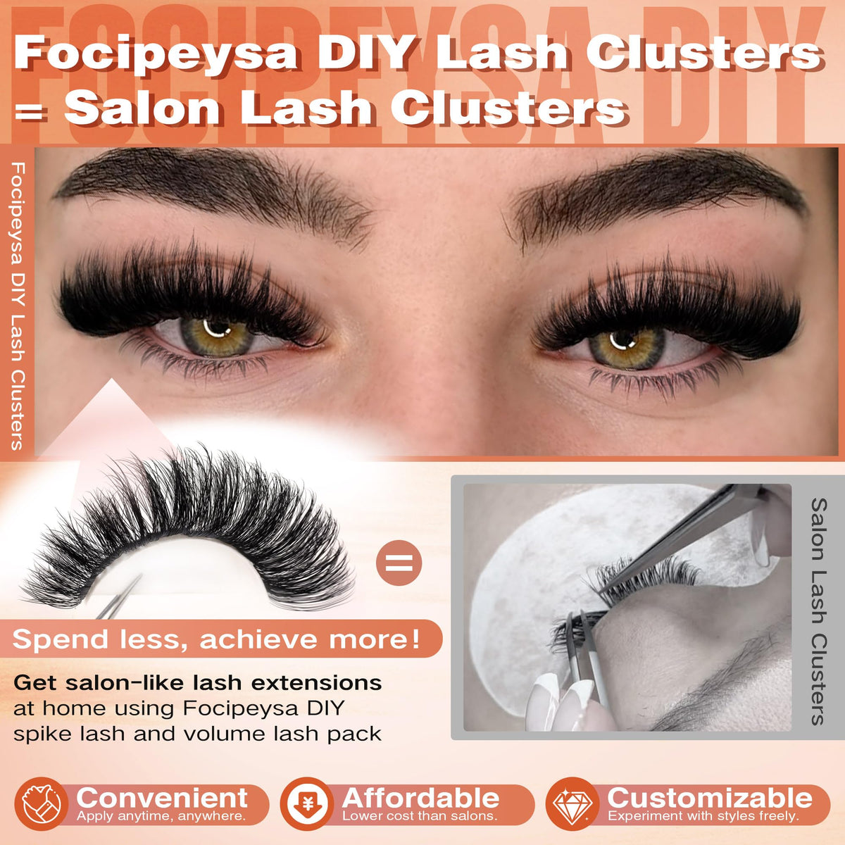 Focipeysa lash clusters 100D and 200D deliver feather-light comfort and fullness