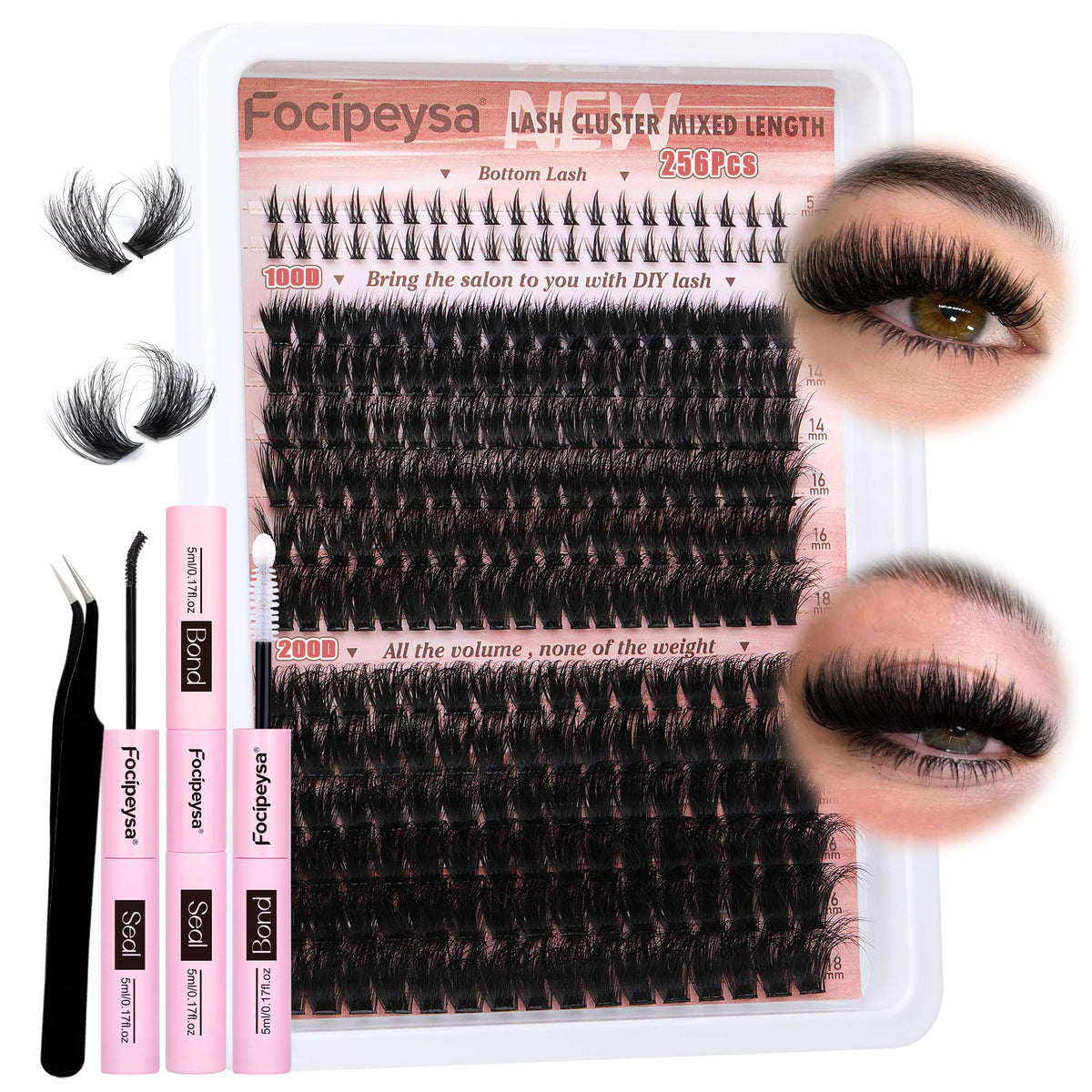 Focipeysa lash extension kit full-volume bundle for dramatic salon-style lashes at home