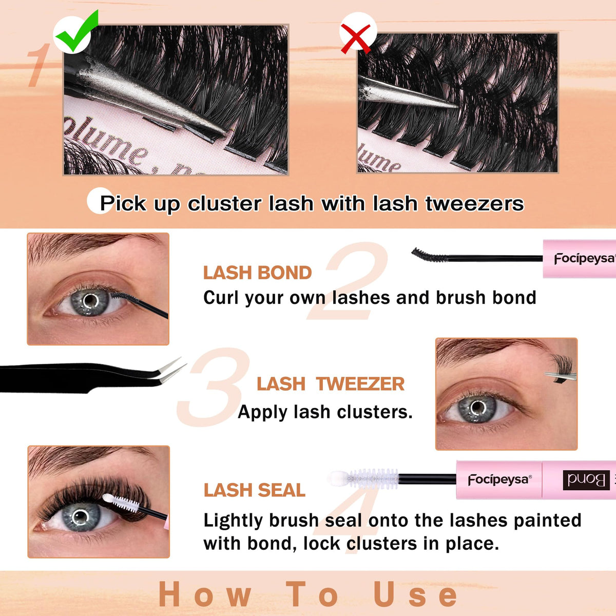Focipeysa wispy-individual lashes for natural, fluttery looks at home