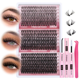 Focipeysa wispy lash clusters close-up show natural look for at-home extensions.