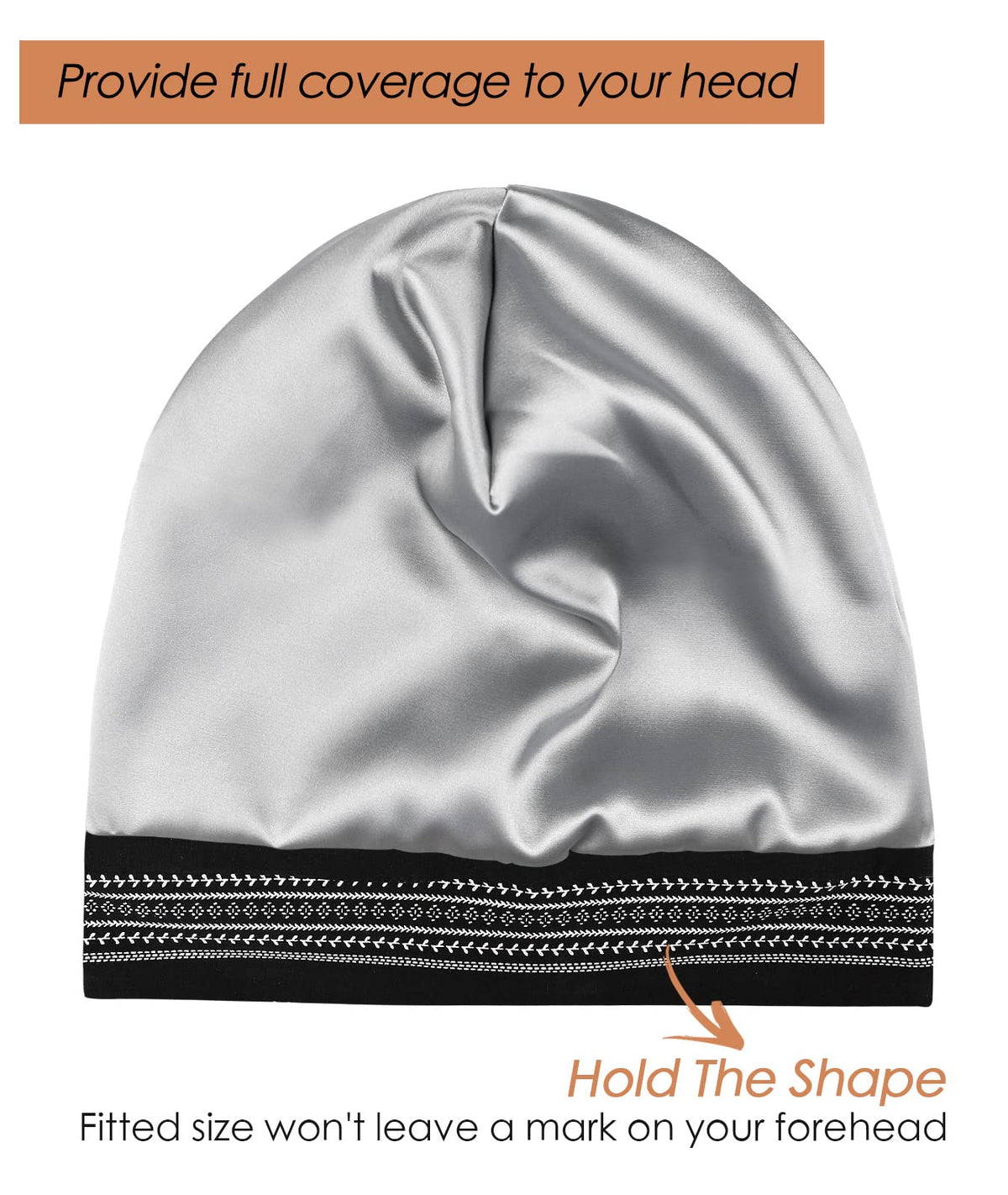 FocusCare satin-lined sleep cap reduces pillow friction for hair