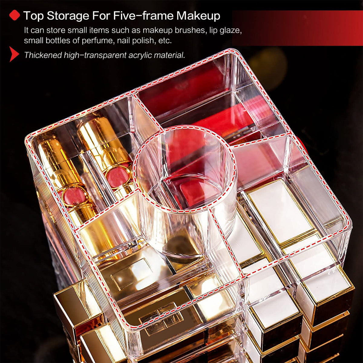 FODIENS bottom-compartment stores 48 small lip products neatly.