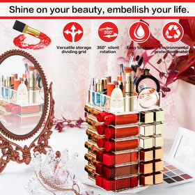 FODIENS lipstick organizer with 53 slots keeps collection organized.