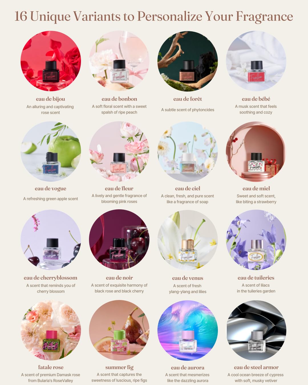 Foellie Inner Perfume rose fragrance close-up highlights elegant floral notes.